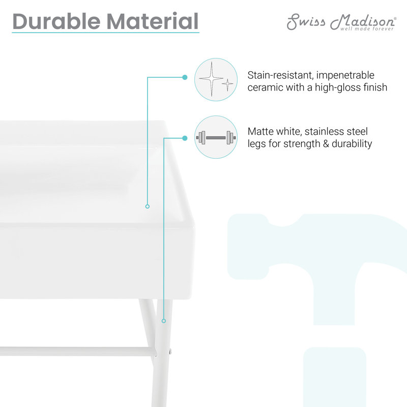 Claire 30" White Ceramic Wall-Mount Console Sink