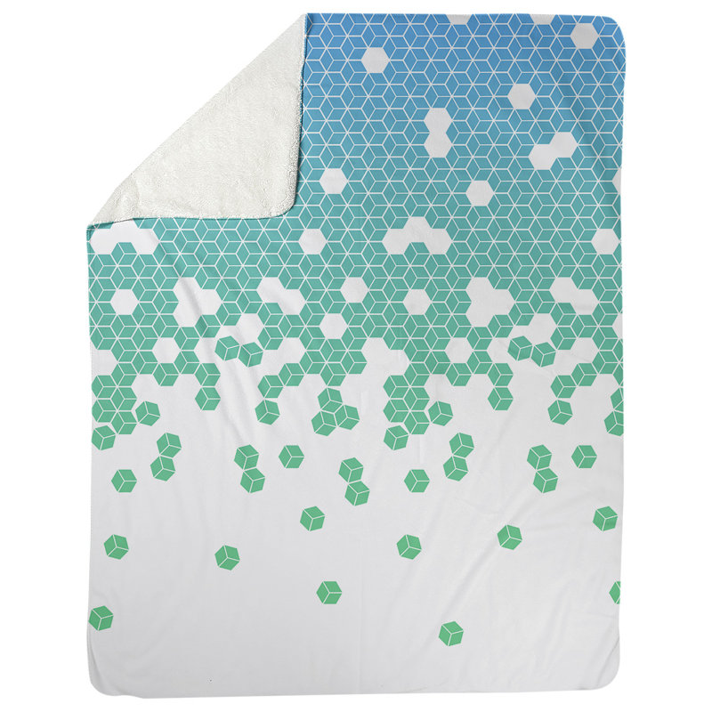 Couverture cubique Katelyn Elizabeth, L 52,5 po x L 62,5 po, Bleu / vert