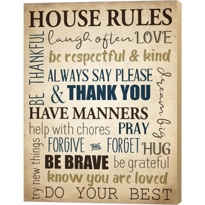 "House Rules" par Kimberly Allen - art textuel sur toile tendue