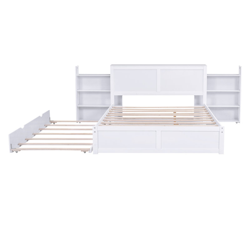 Lit plateforme avec rangement et tablettes gigognes, Grand lit
