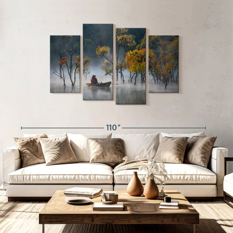 Senne Fishing In The Mist, 48" H x 75" W