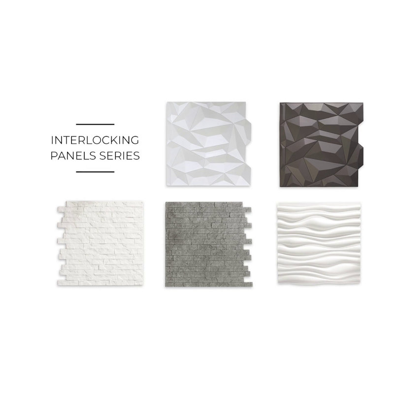 Dunes White 24" x 24" 3D PVC Wall Panels, 6-Pack