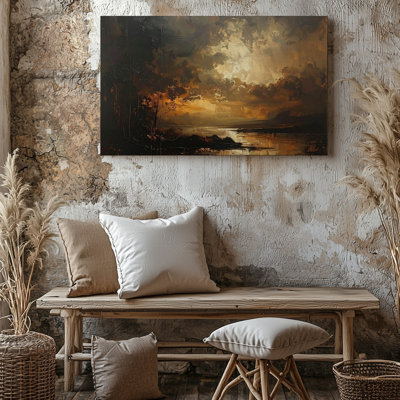 Art mural sur toile abstrait au crépuscule doré