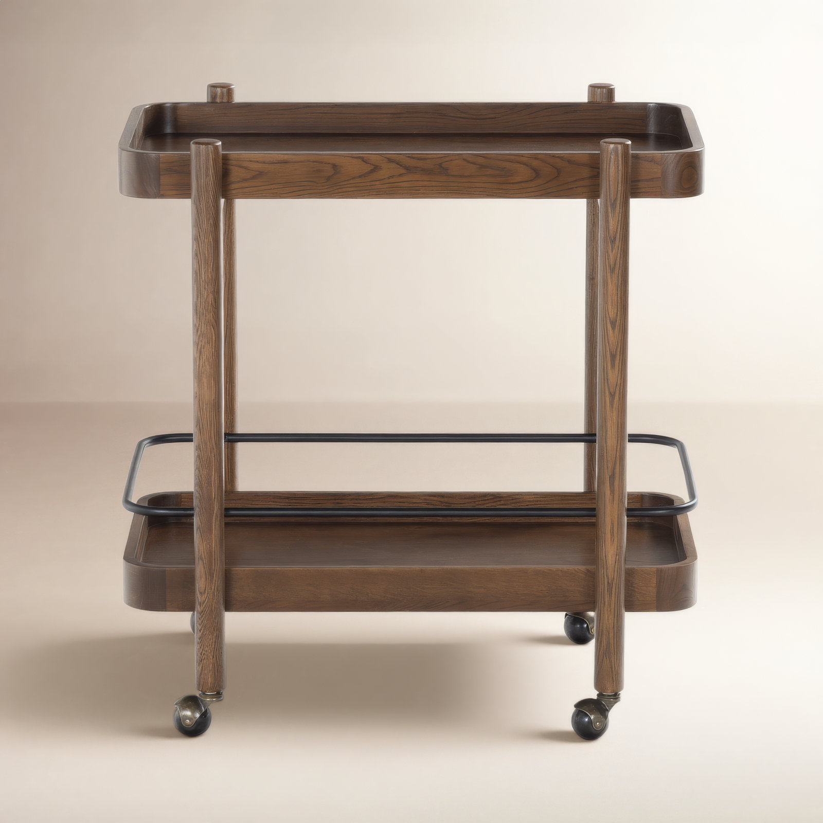 Krystof Wood 2 Shelf Barcart, Walnut