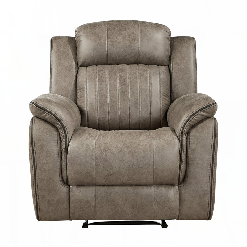 Classic Sandy Brown 1pc Reclining Chair Plush Comfort Pillow-Top Arms Vertical Tufting Solid Wood Luxury Living Room Furniture