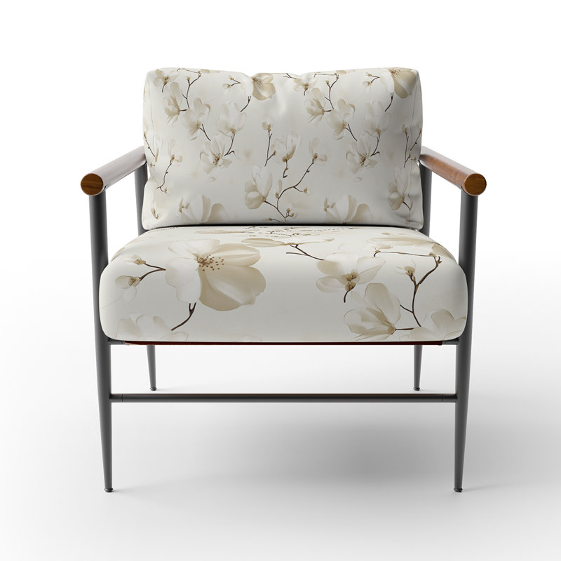 Chaise rembourrée French Country, Bras ronds bruns