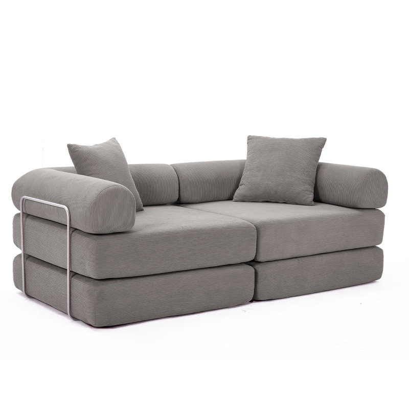 Canapé-lit Corduroy, Gris foncé
