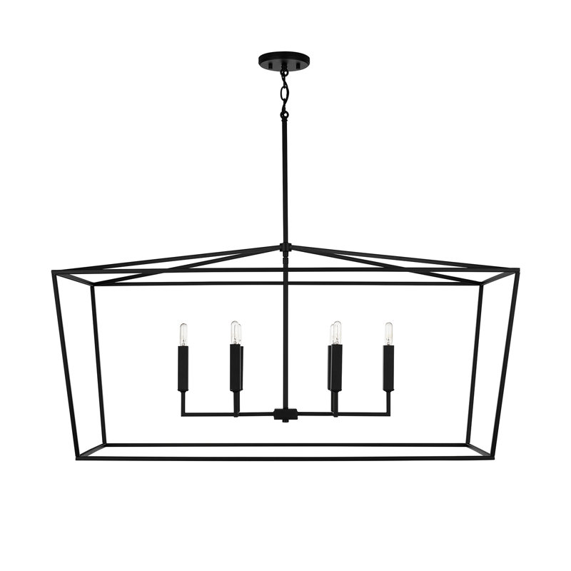 Lustre géométrique à 6 lumières Thea, Noir mat