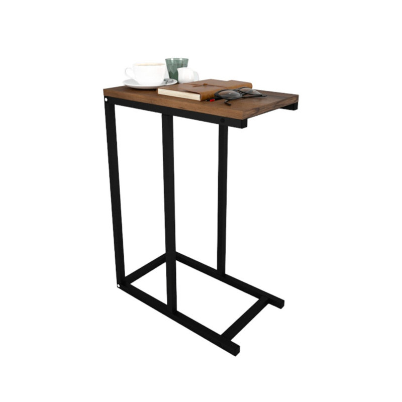 Ajamu Solid Wood C Table End Table, Burnt Oak