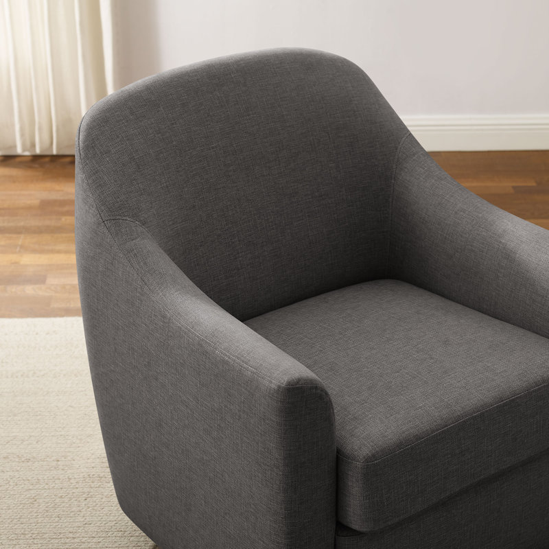 29.92In Modern Barrel Swivel Accent Chair, Dark Gray Polyester Blend