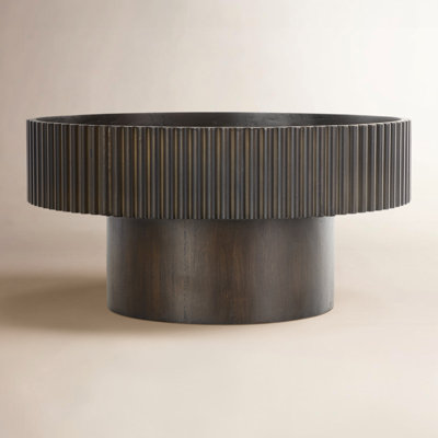 Cole And Grey Wood Ribbed Decorative Decorative Bowl With Elevated Base