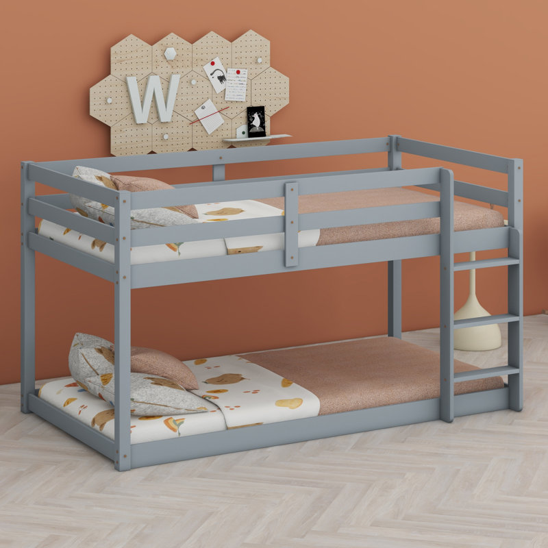 Lit superposé en bois avec échelle, Gris