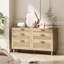 Commode en rotin avec 6 tiroirs, poignées en bois et en métal pour le rangement et l'organisation de la chambre à coucher-2067299881