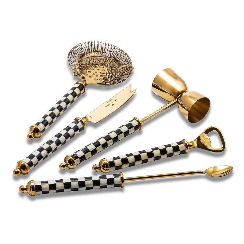 Courtly Check® 3260 Black/White/Gold Edition 6 - Piece Bar Set