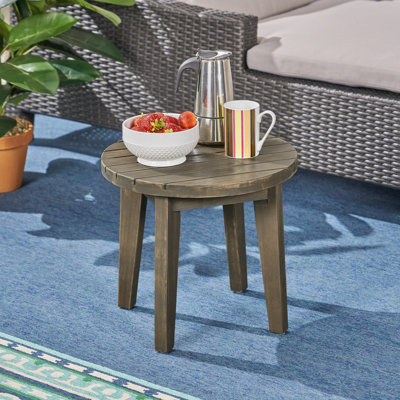 Table d'appoint 16 po d'extérieur en bois d'acacia, finition grise | Idée cadeau