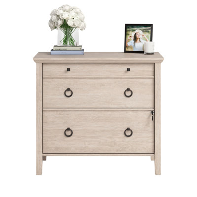 Brown - Shaded Lateral File, Sophisticated Design, Full Extension Drawer Slides, Interlock, Key Lock, All Around Finished, Oak Finish, Build, Speedy And Proper Assembly Sides Quick Setup