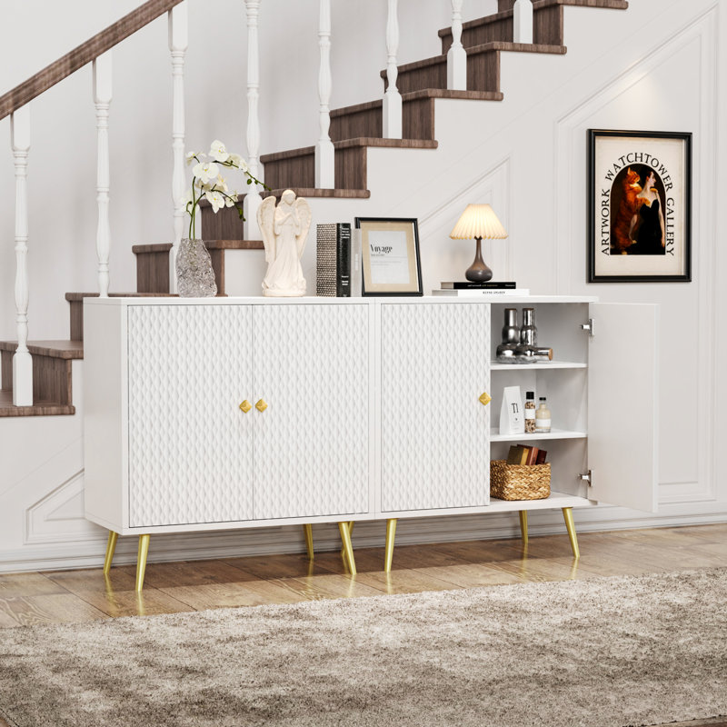 Buffet décoratif carré en fer 2 portes Lachonne, Blanc