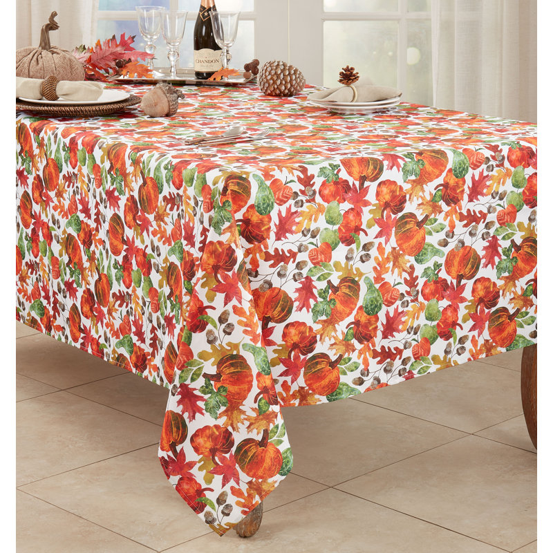 Rectangular_Pumpkin Foliage Design Tablecloth, 84" L x 65" W