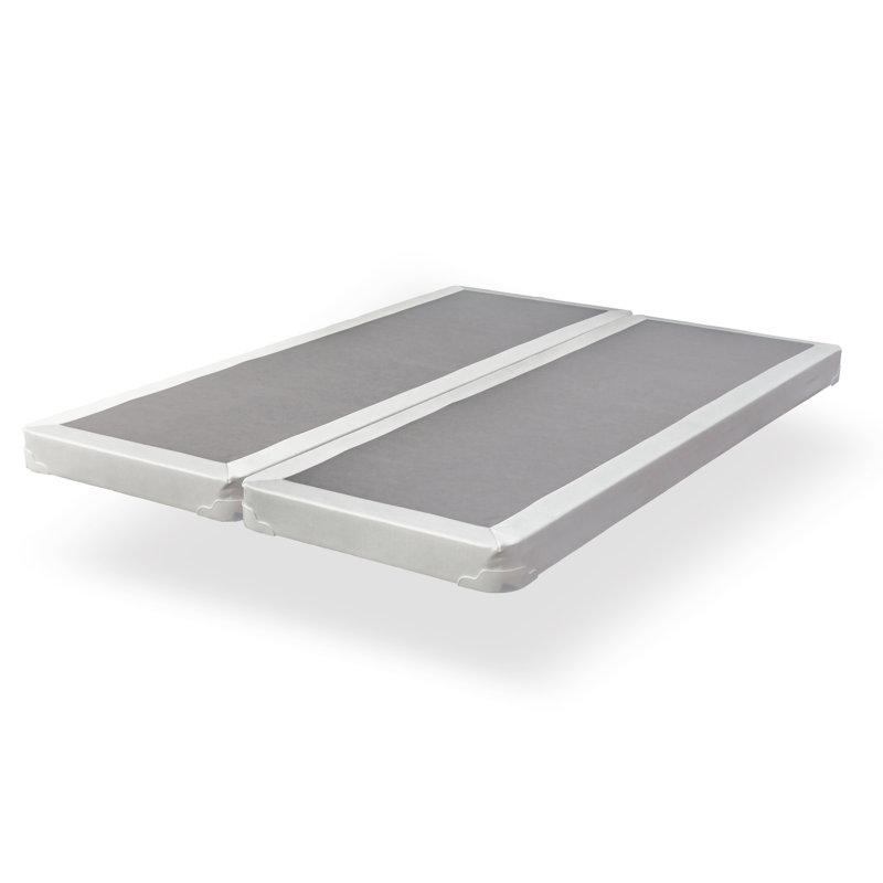 Split Wooden Box Spring / foundation for Mattress Support, Fully Assembled, Low Profile (4"), Queen
