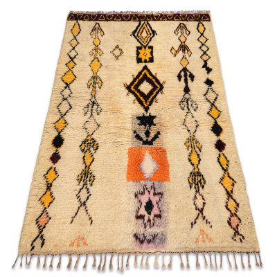 Balictar Rectangle 140 cm x 185 cm Moroccan Wool Hand Loomed Berber Area Rug