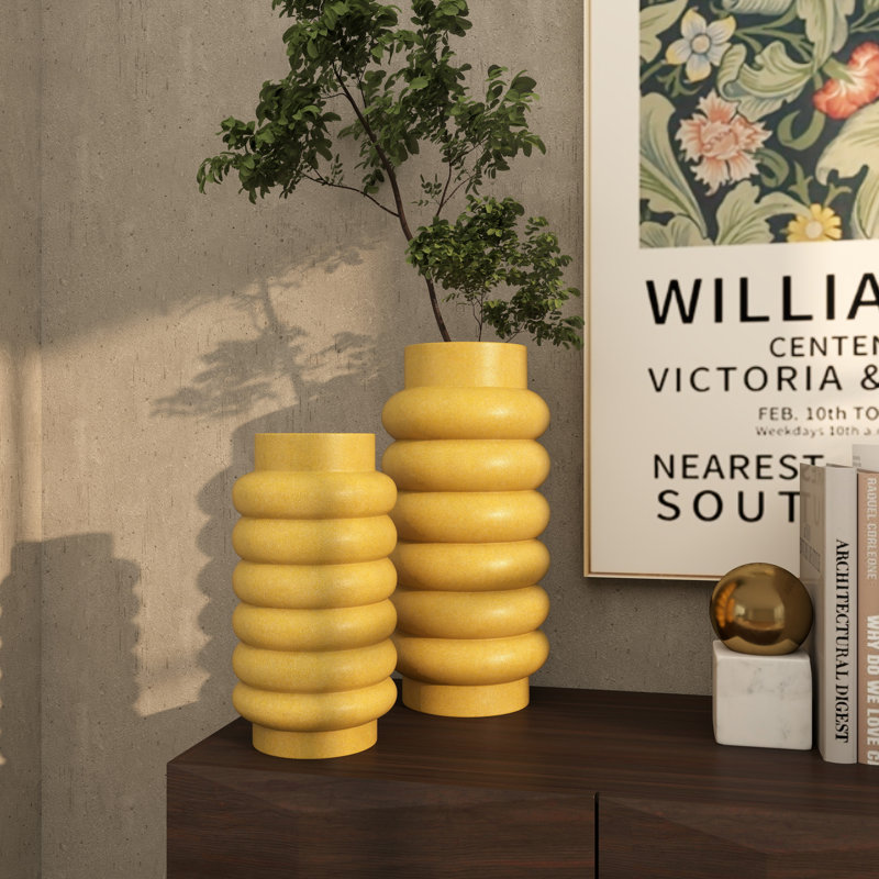 Alix Stoneware Table Vase, Yellow