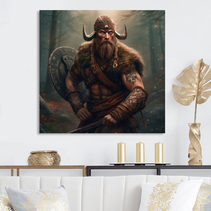 Portrait de viking II sur toile, Toile tendue, L 16 po x H 16 po