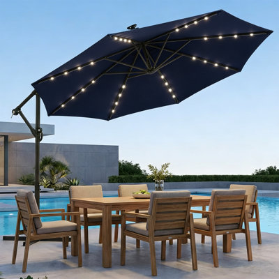Parasol d'extérieur en porte-à-faux à DEL 10 pi