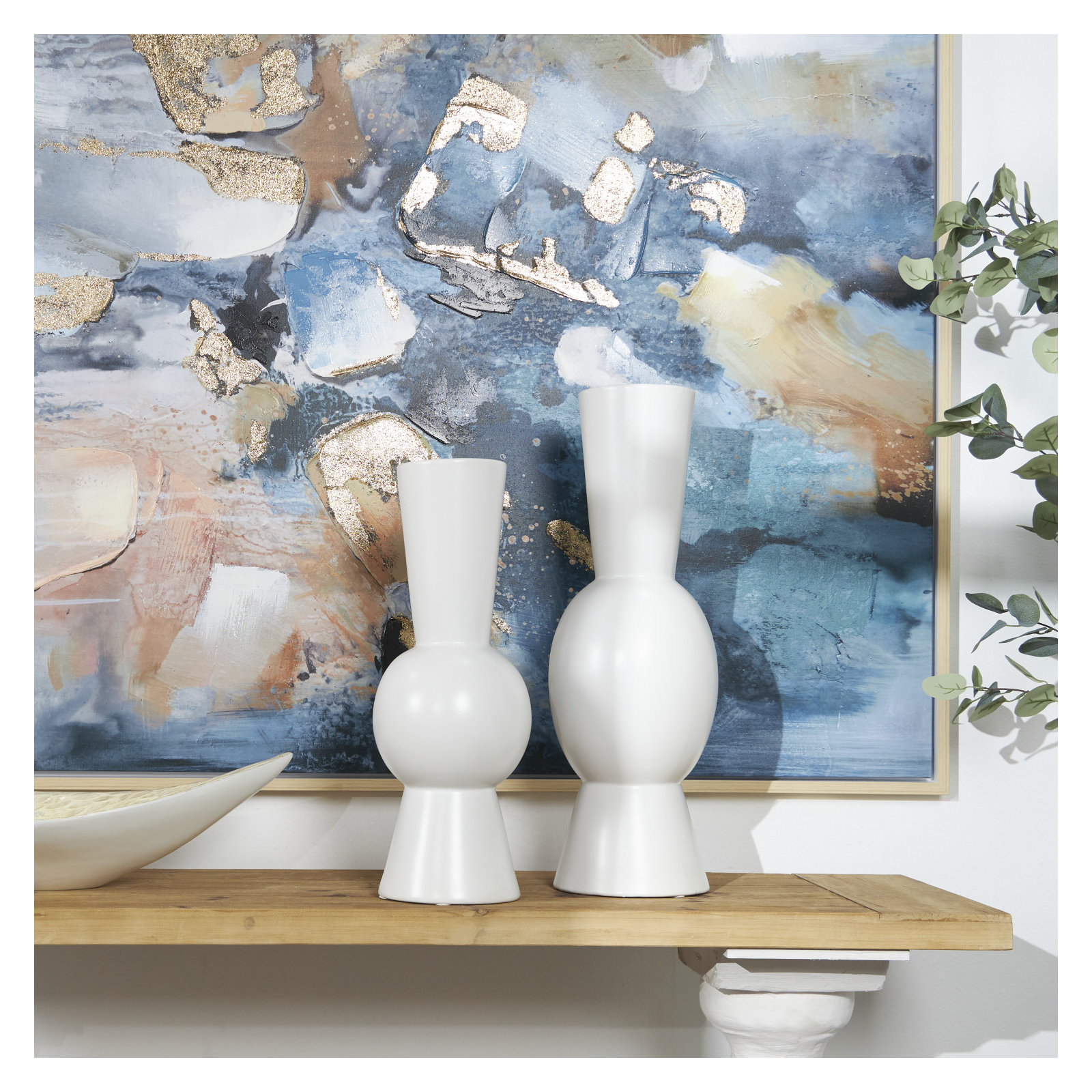 Mable Ceramic Table Vase, White