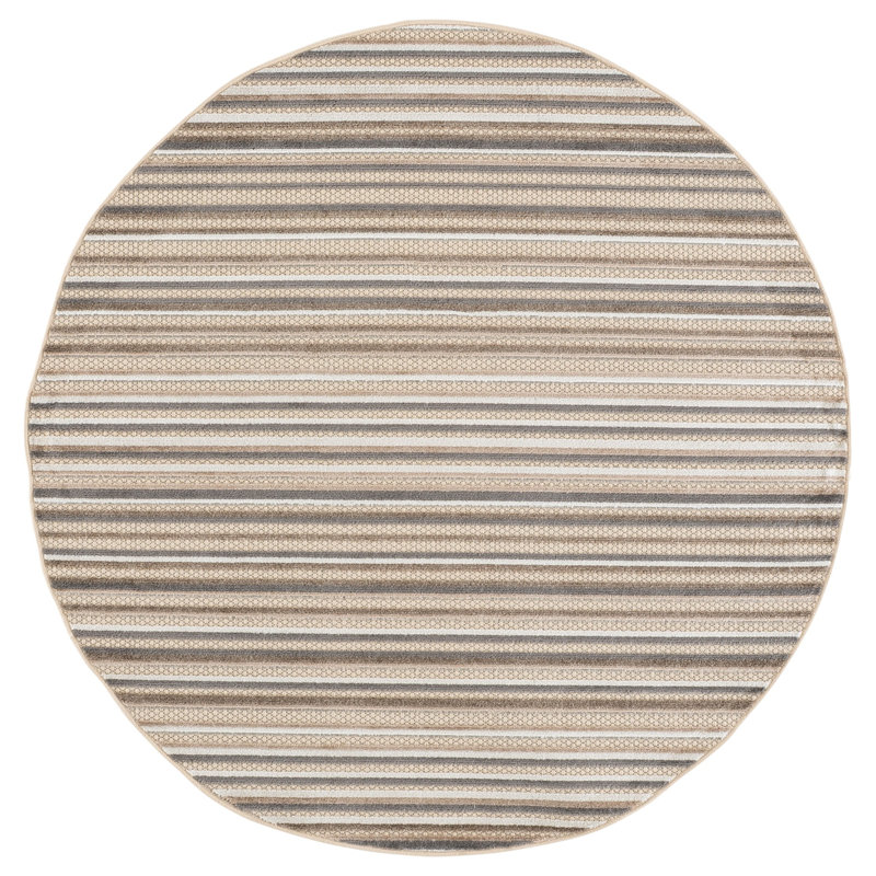 Mcknight Performance Striped Indoor/Outdoor Area Rug, Round 5'3"
