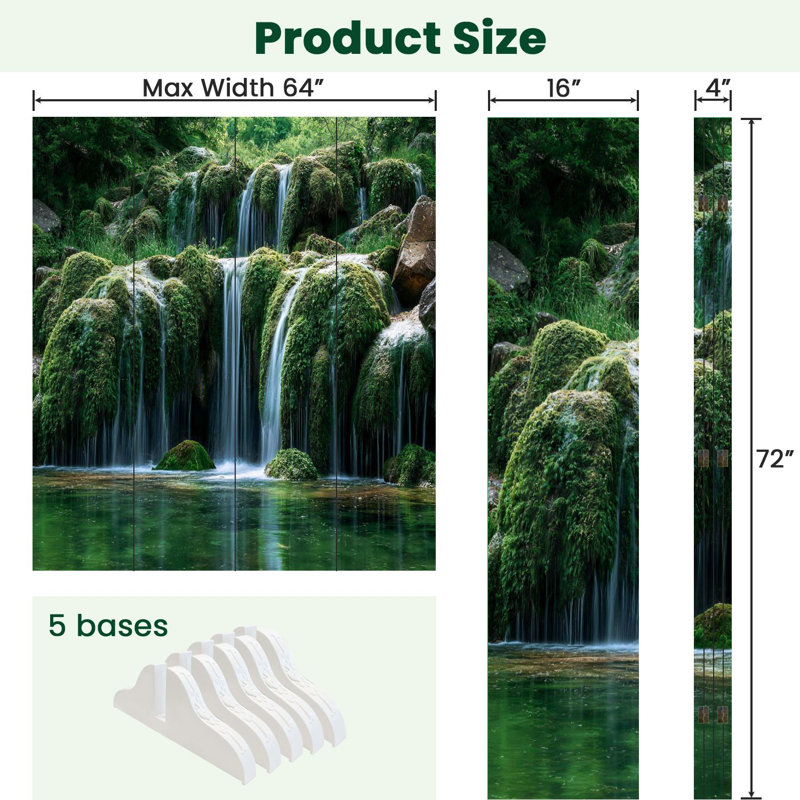 Cloison pliante 4 panneaux paravent Royal Waterfall, 4, H 71 po x l 64 po x P 1 po