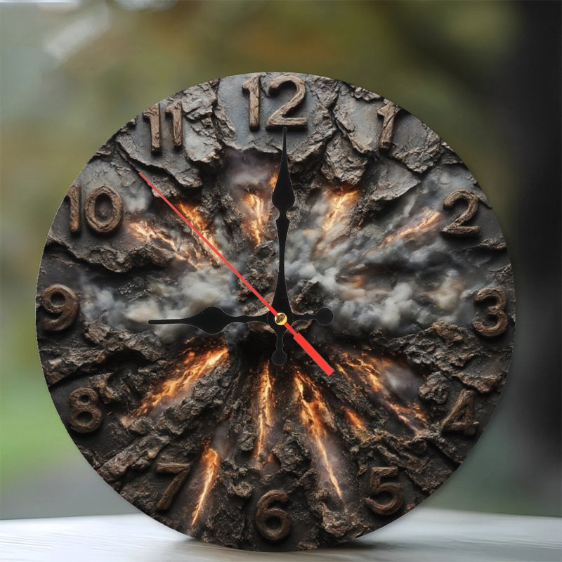 Exploding Clock Face With Lava And Smoke