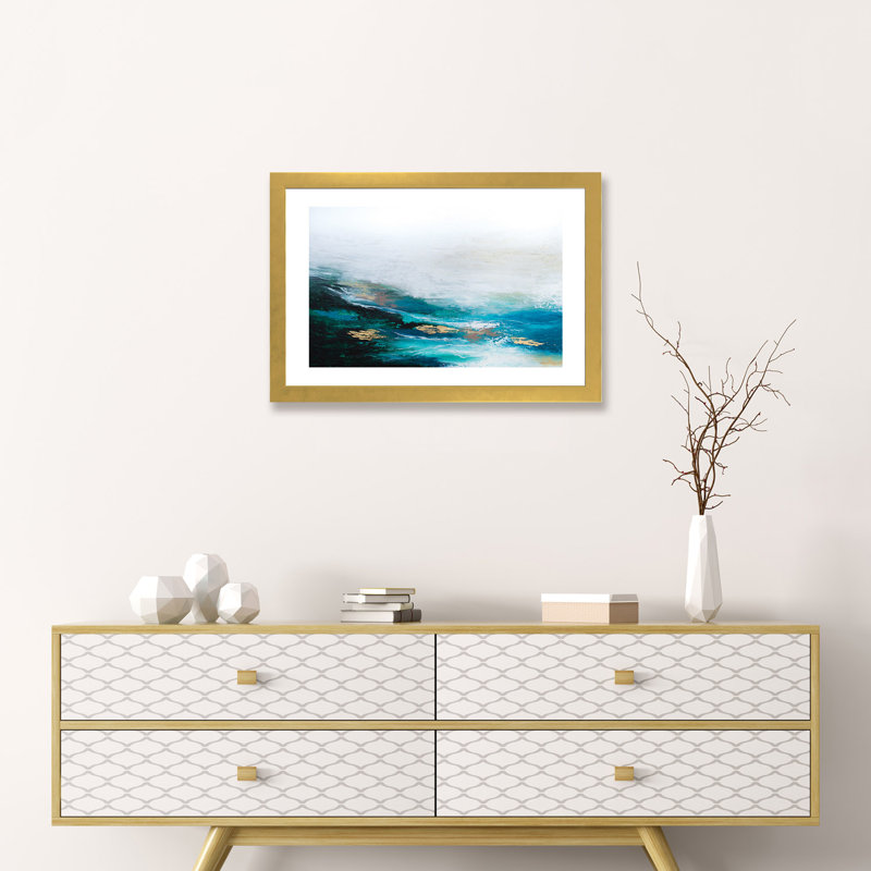Verdant Wave - reproduction d'art, H 16 po x l 24 po x P 1 po, Papier encadré doré