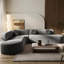 Canapé modulaire gris avec mousse haute, revêtement en chenille et intérieur moelleux en mousse souple l 122 po