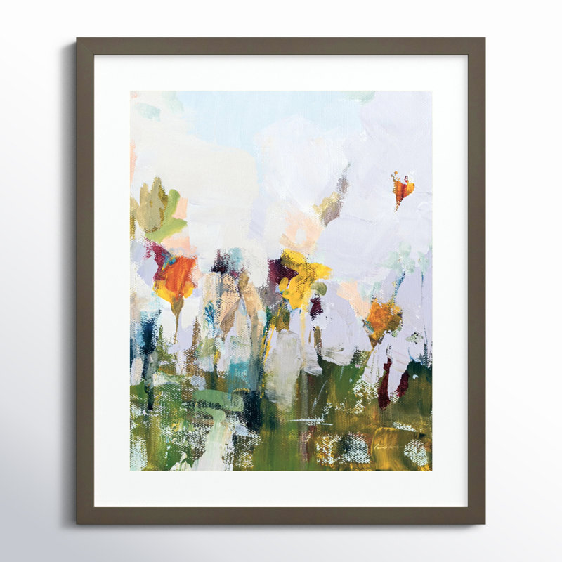 «Spontane Summer Flowers» par Pamela Munger - peinture encadrée, H 25 po x l 21 po, Noir