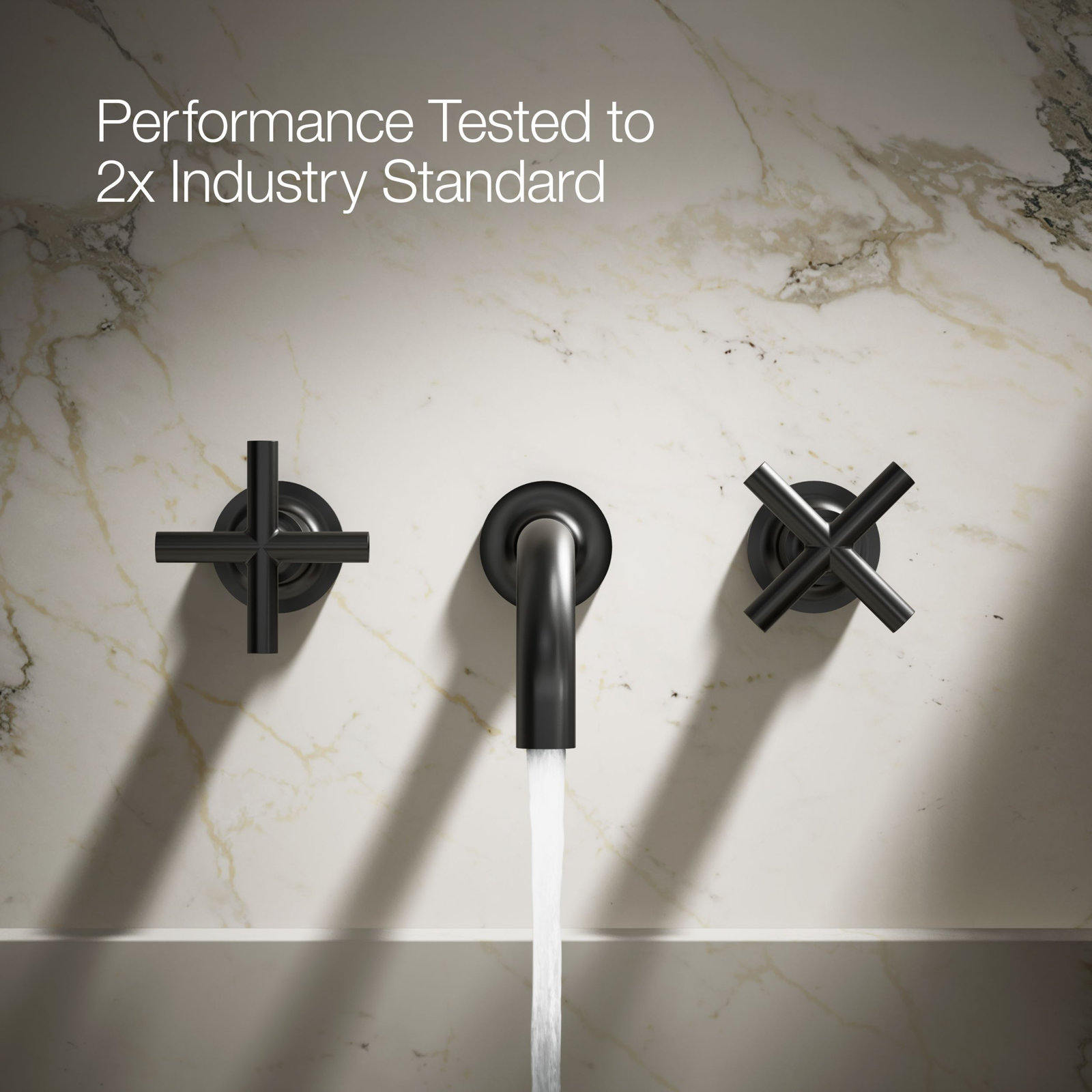 Purist Wall Mounted Bathroom Faucet, Matte Black, Cross Handle