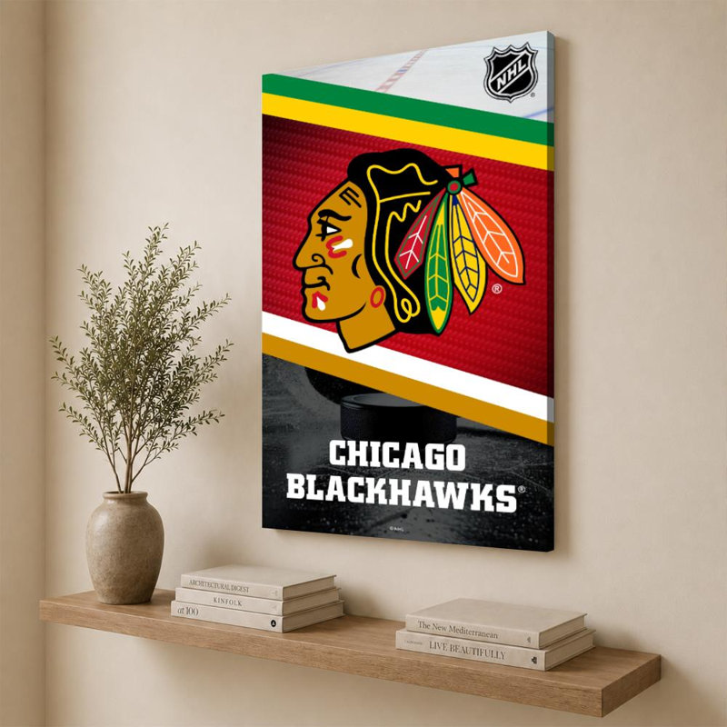 Décoration murale des Blackhawks de Chicago (NHL), H 60 po x l 40 po, Toile tendue, Does Not Apply