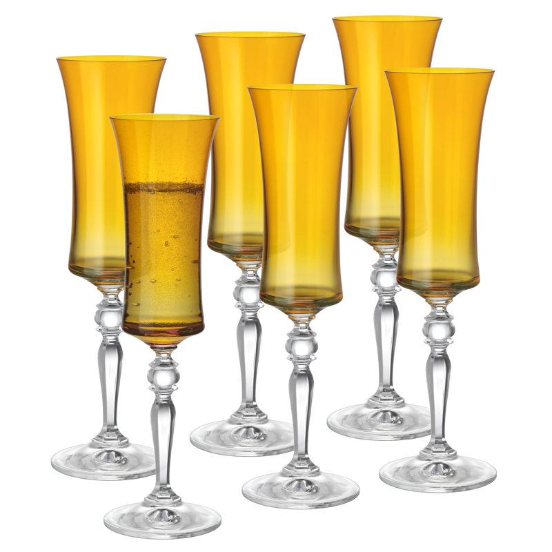 Barski - Couleur ambre - Verre à champagne - Ensemble de 6 - Flûte - 8 oz - Fabriqué en Europe