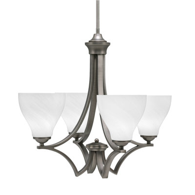 Lustre suspendu 4 lumières Zilo avec verre de marbre blanc 6,25 po Zilo