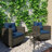 3 Piece Rattan Seating Outdoor Conversation Group with Cushions and Swivel Chairs-228047388