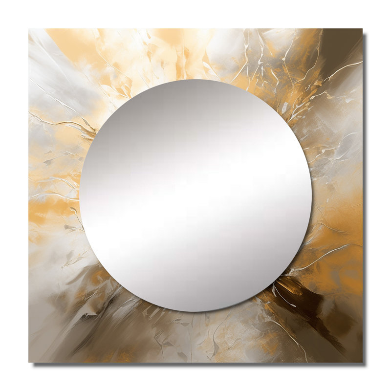 Kynden - Grand miroir mural carré abstrait doré et argenté Essence I pour chambre à coucher, 29 po x 29 po