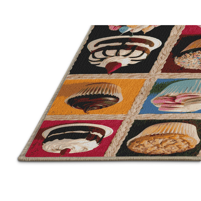 Tapis traditionnel lavable et desserts, Rectangulaire 2 pi x 3 pi