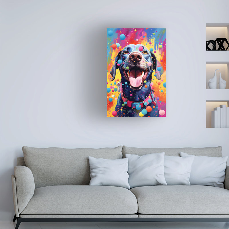 «Animals Happy Dog 9» sur toile par Ray Heere, H 19 po x l 12 po x P 2 po