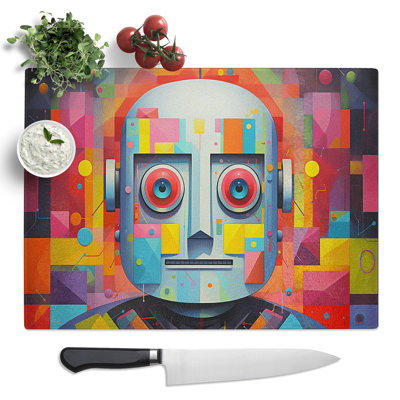 Robot Geometric No.2  Glass Chopping Board