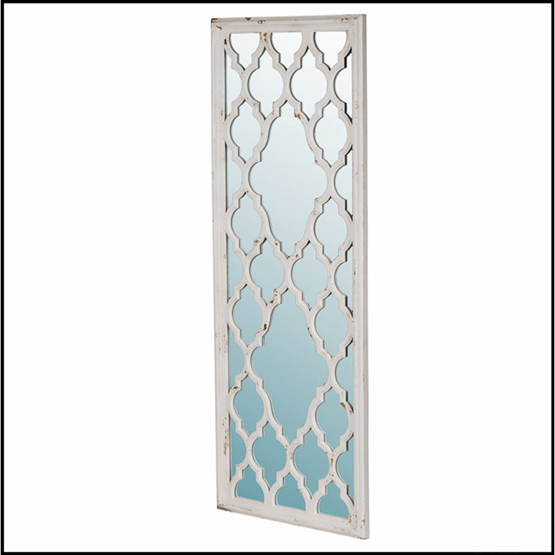 24-Inch X 60-Inch Distressed White Floor Mirror, Full-Length View For Elegant Home Decor