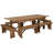 Dejon 8' x 40" Antique Rustic Folding Farm Table and Six Bench Set-606290273