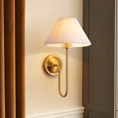 Applique murale articulée 1 lumière l 12 po avec abat-jour en tissu blanc Aurevia