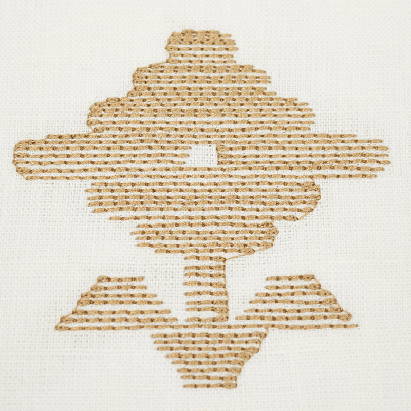 Rubia Embroidery Pillow, 16''x16'', Ivory