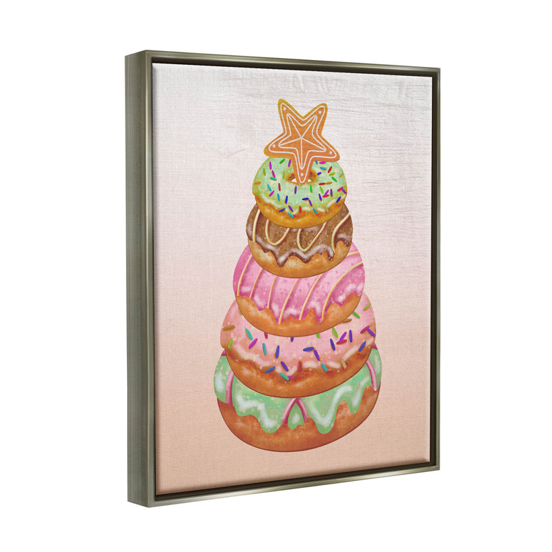 «Seasonal Sweets Stacked Donuts» par Lil 'Rue - peinture sur toile à cadre flottant, H 21 po x l 17 po x P 1,7 po