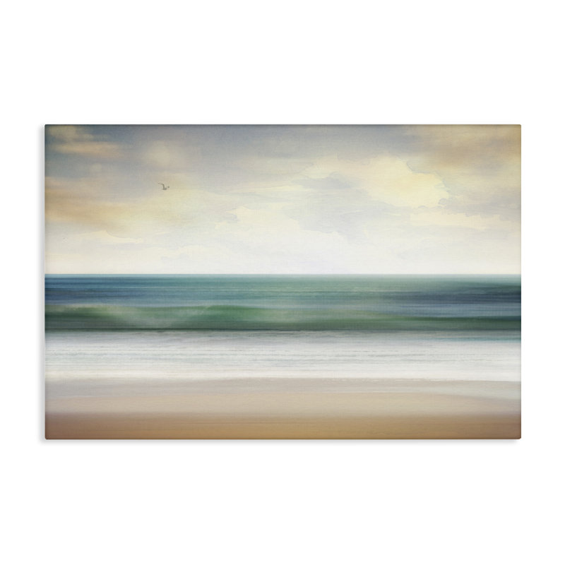 Art mural sur toile Lone Seagull Over Beach par Susan Arnot, H 16 po x l 24 po