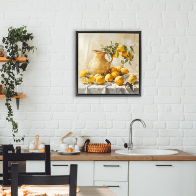 Cadre flottant rétro citrons et pichet, design par LSR Creative Studio